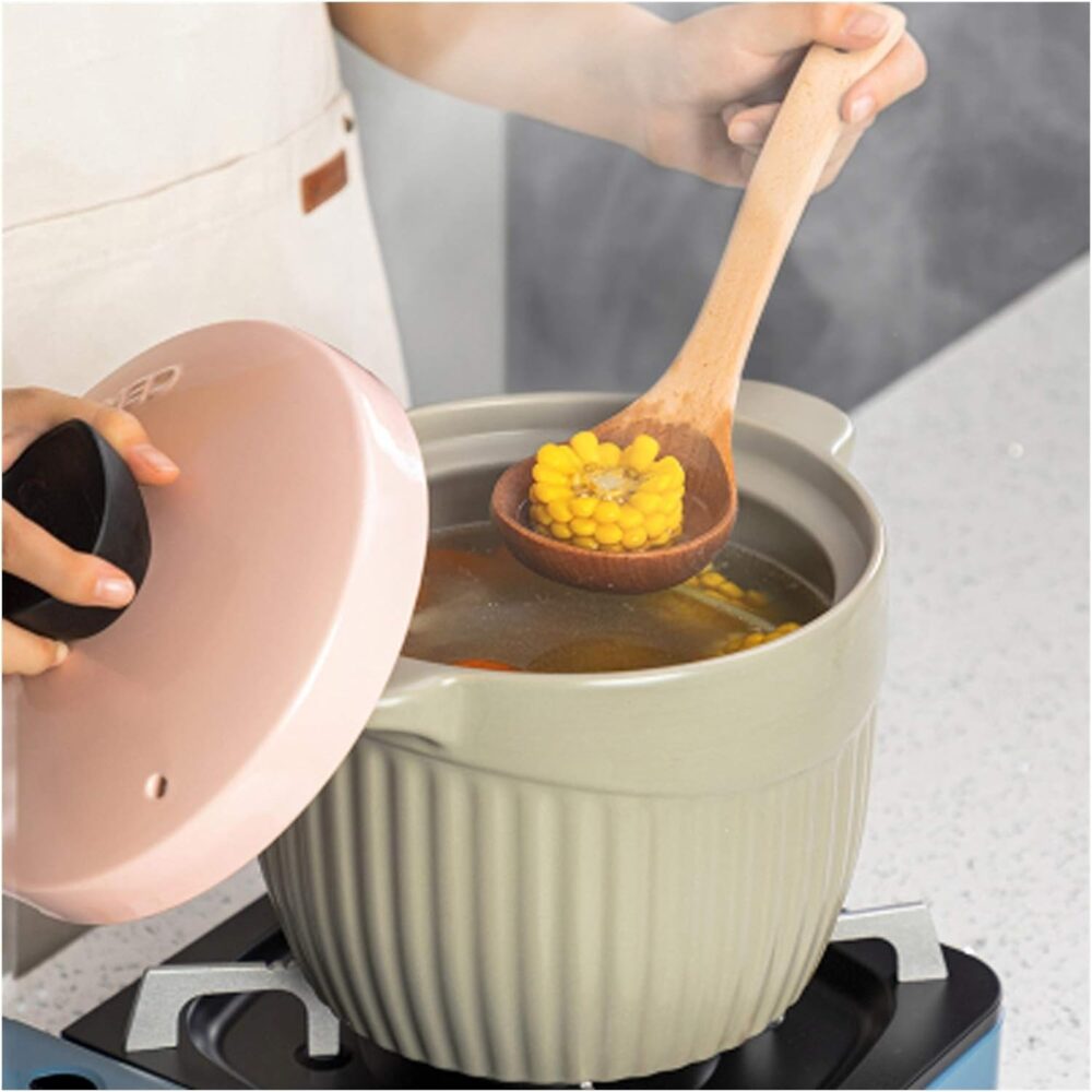 Panela de sopa com tampa caçarola redonda resistente a altas... - Image 4