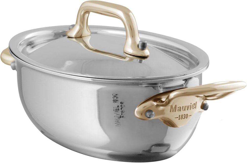 Mauviel Mini panela de aço inoxidável M'Minis com alças e ta...