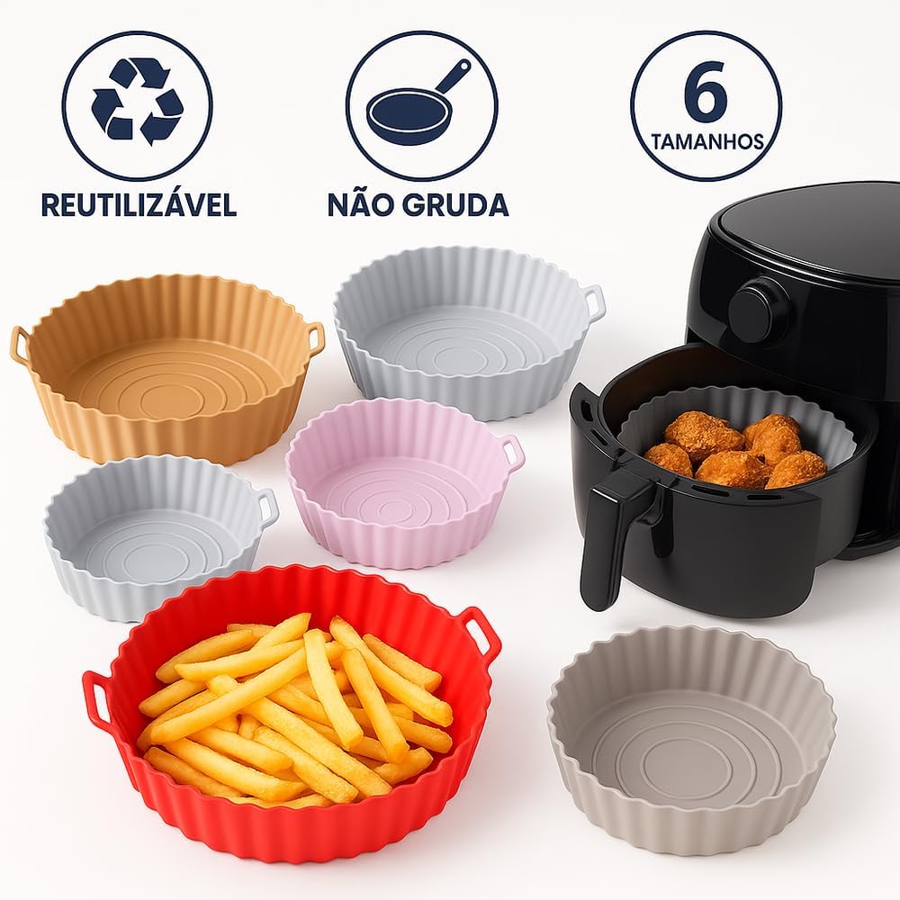 Kit com 6 Forros de Silicone para Air Fryer - Reutilizáveis,... | É bom mesmo? Descubra antes de comprar - Image 2