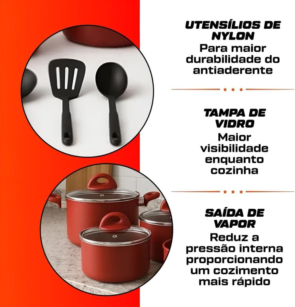 Jogo De Panela Indução Antiaderente Cerâmica 14 Pçs Teflon - Image 5
