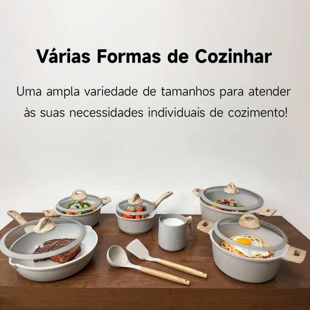 Jogo De Panelas 14 Peças Antiaderente De Indução Gás Oferta ... - Image 9