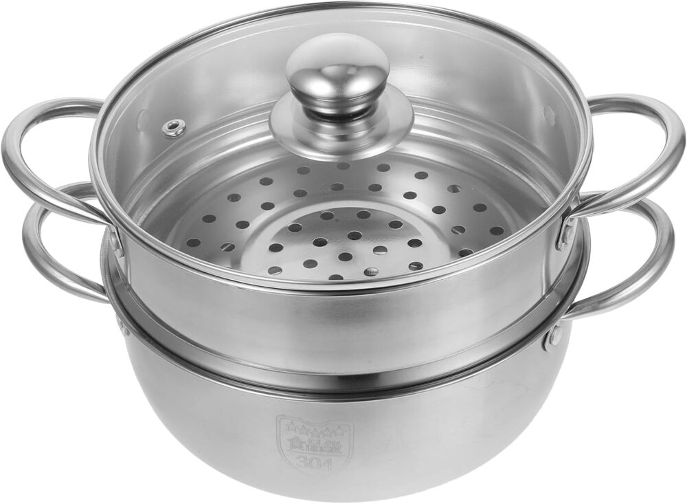 Panela a vapor de aço inoxidável de 2 camadas, panela a vapo...