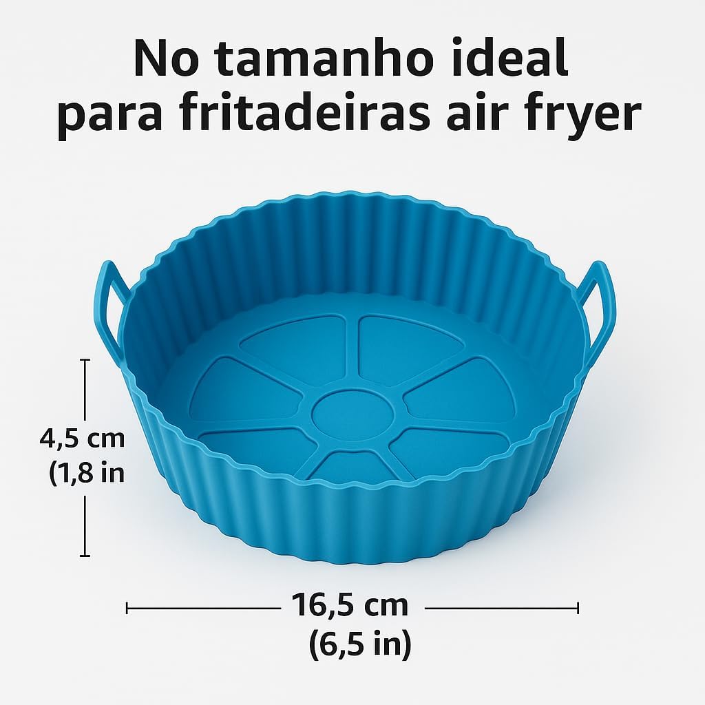 Forma Silicone 16,5 cm p/Air Fryer – Cesto Redondo com Alças... | É bom mesmo? Descubra antes de comprar - Image 2