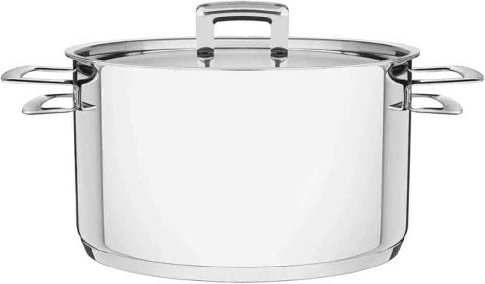 Caçarola Funda Fundo Triplo com Tampa Plana Tramontina Inox,...