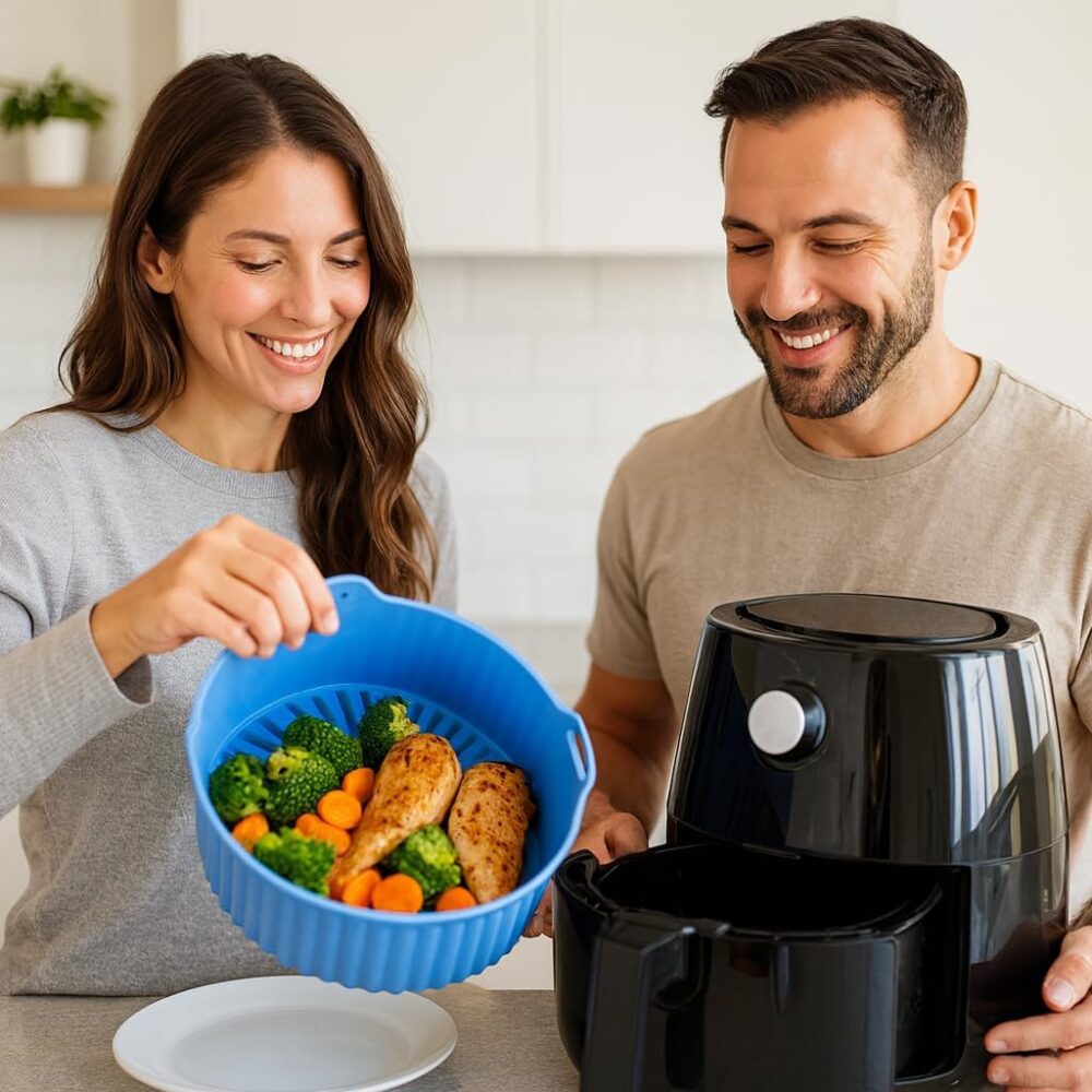 Forma Silicone 16,5 cm p/Air Fryer – Cesto Redondo com Alças... | É bom mesmo? Descubra antes de comprar - Image 3