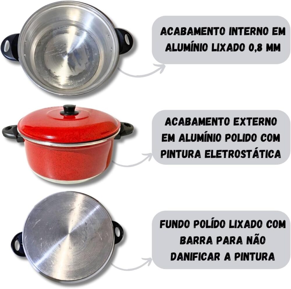 Jogo De Caçarola Panela 6 Peças Alumínio Color (VERMELHO) - Image 2