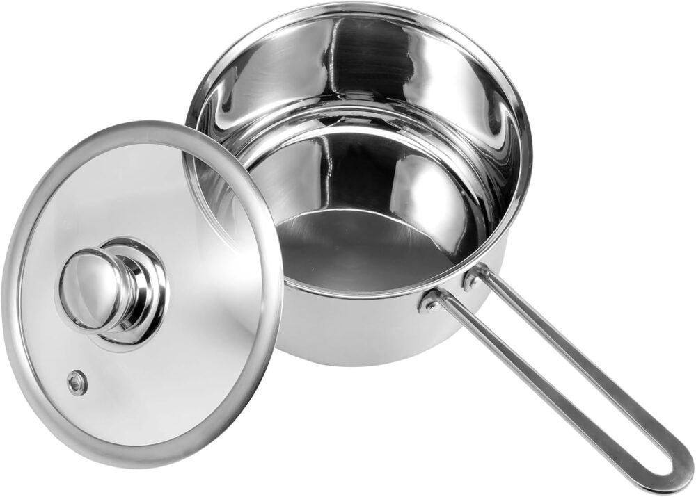 Panela de 3 litros com tampa, panela de aço inoxidável de fu...