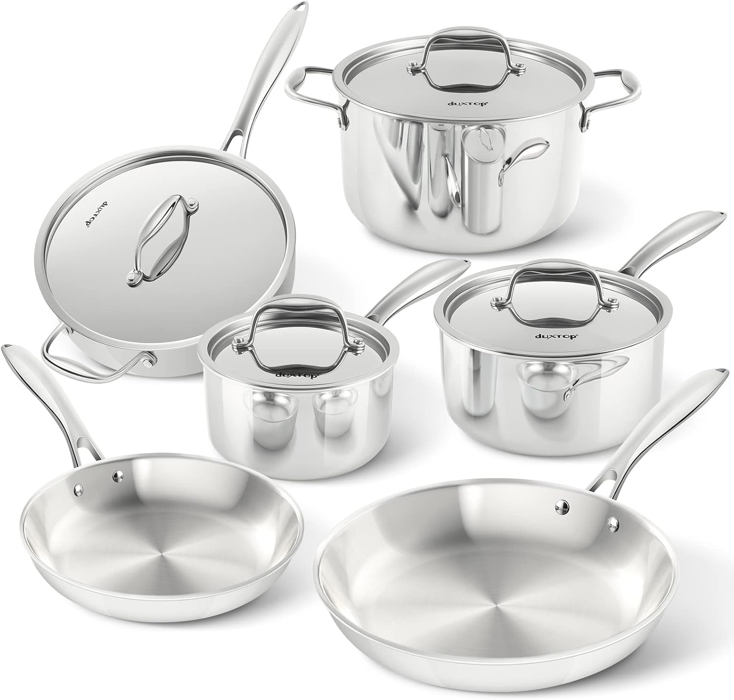 Duxtop Conjunto de panelas de indução de aço inoxidável com ...