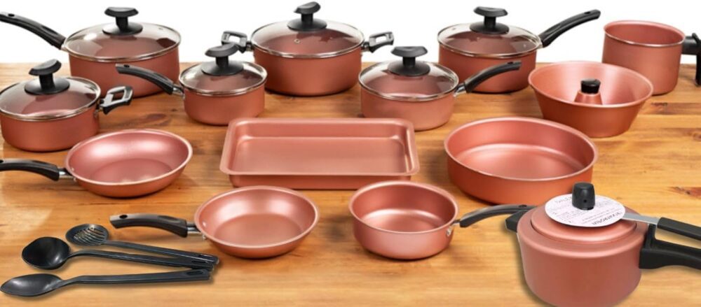 Conjunto Panelas 17 Pc Antiaderente Panela Pressão 2L rosa