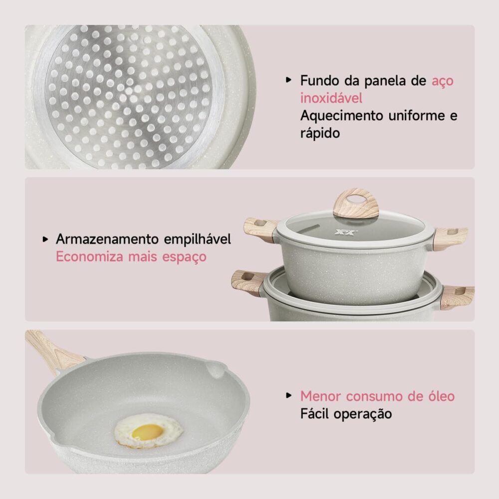 Jogo De Panelas 14 Peças Antiaderente De Indução Gás Oferta ... - Image 4