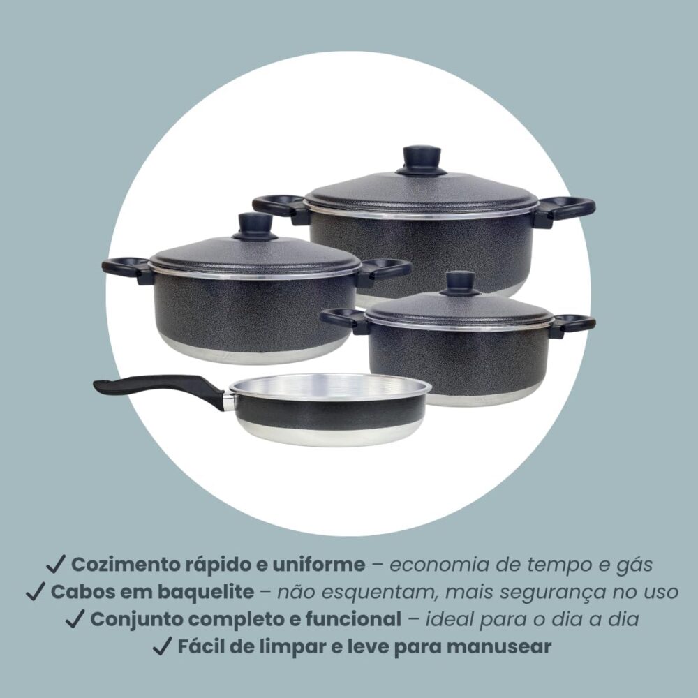 Kit Panelas de Alumínio com 3 Caçarolas e 1 Frigideira - Cab... - Image 6