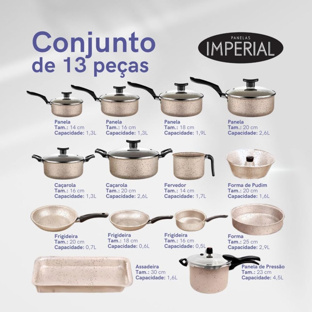 Conjunto Panelas 17 Pc Antiaderente Panela Pressão 4,5l (Mar... - Image 2