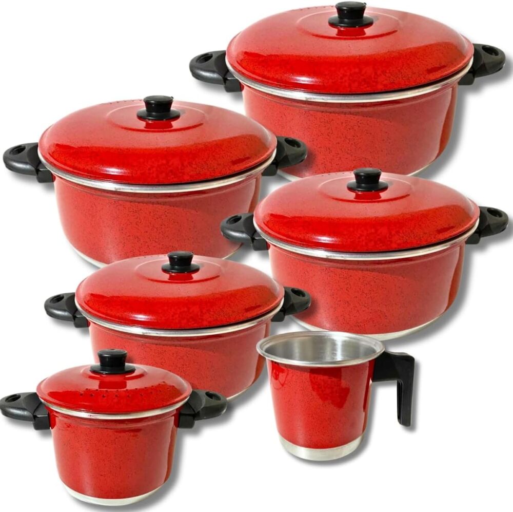 Jogo De Caçarola Panela 6 Peças Alumínio Color (VERMELHO)