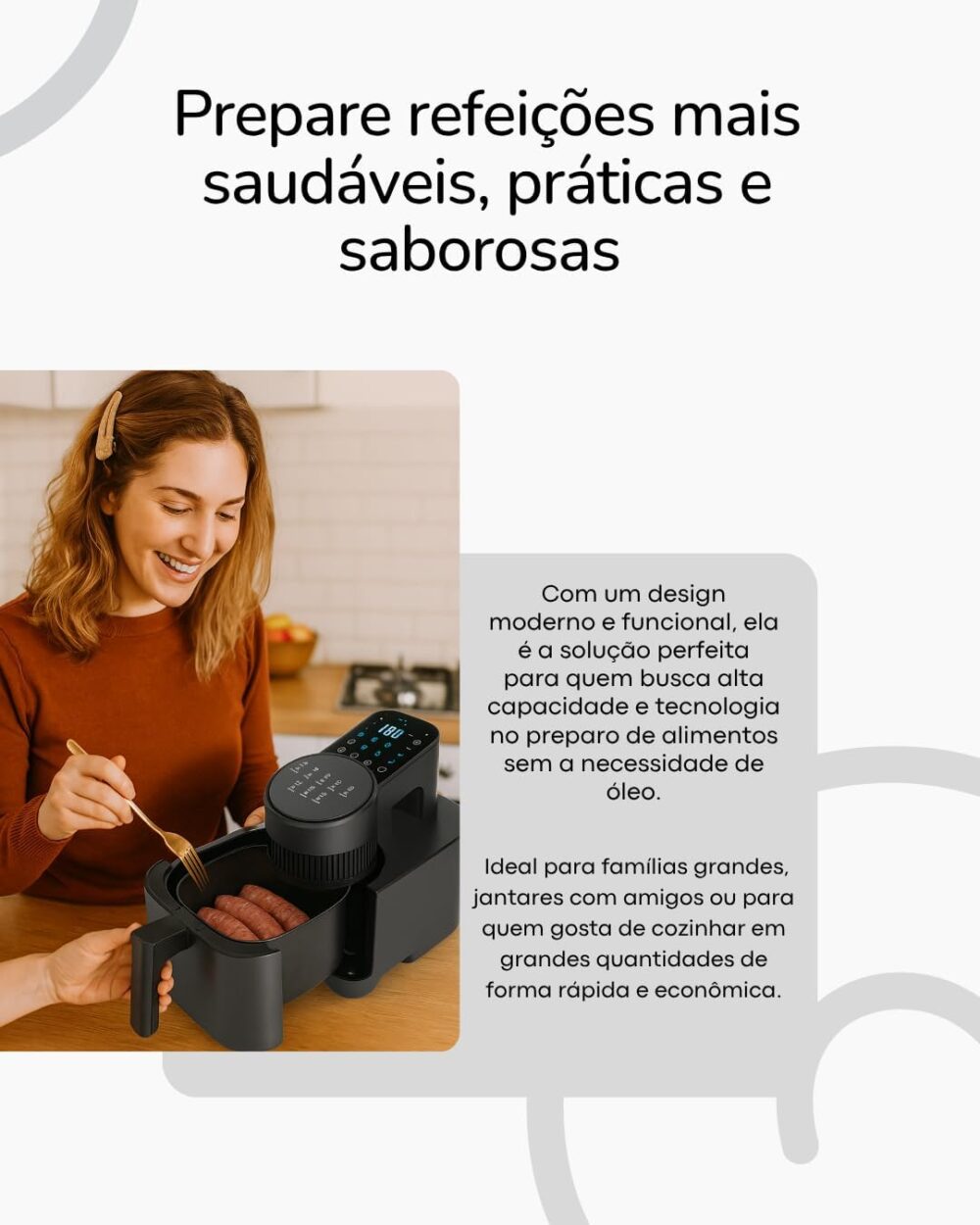 Fritadeira Grande Sem Óleo Air Fryer Digital Lcd 8L - Preto ... | É bom mesmo? Descubra antes de comprar - Image 4