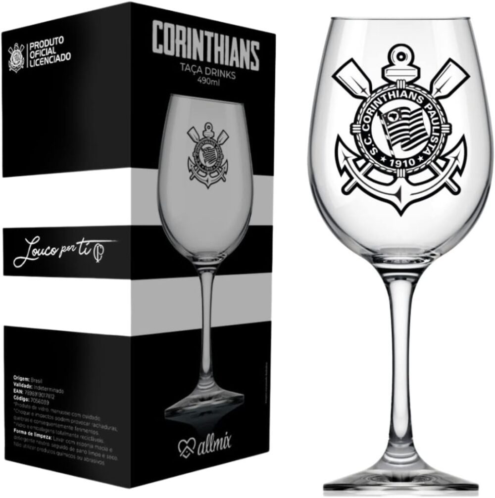 Taça de Vinho Grande Drinks 490ml em Vidro Cristal Corinthia...