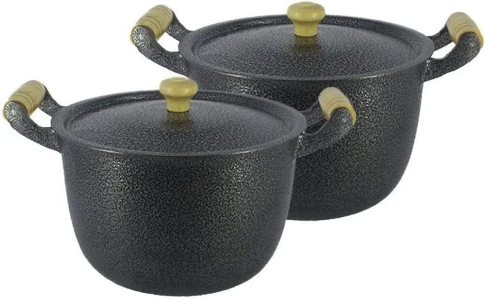 Jogo 2 Caldeirões Aluminio Batido Craqueado Preto N 26