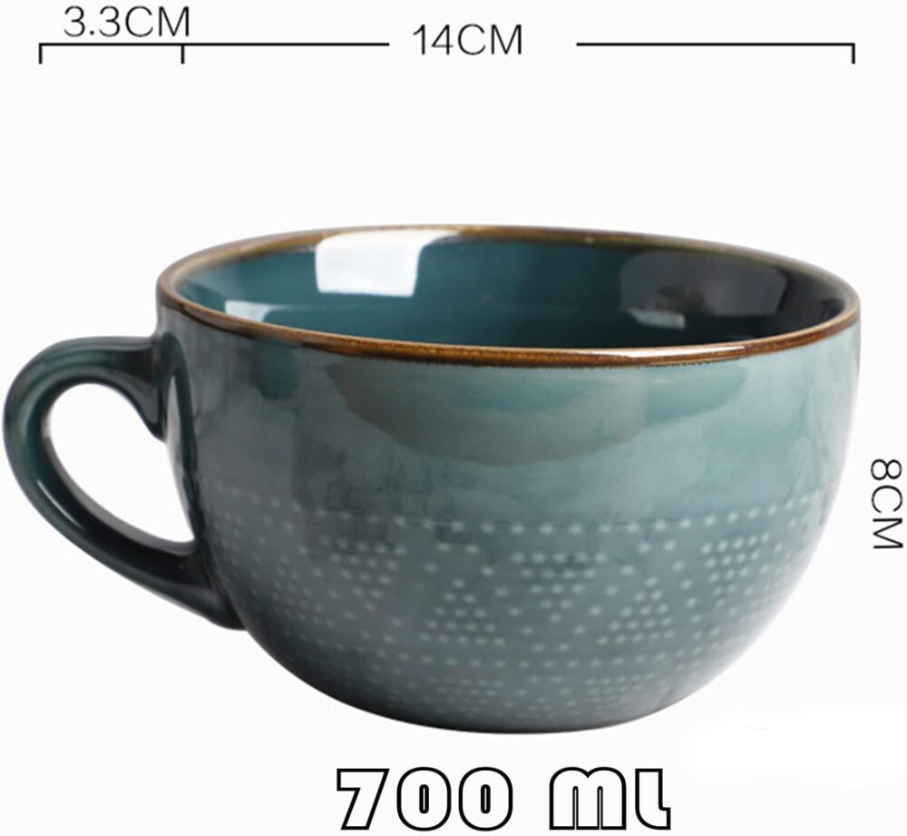 Disoza Chávena De Café Grande Caneca Sopa Em Cerâmica Com Pe... - Image 3
