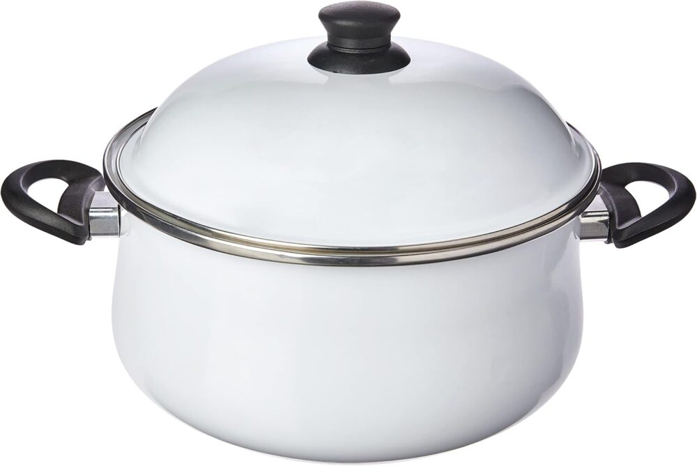 Caçarola Bojuda c/Alças 26 Esmaltada Branca - 6000 ml - Ewel