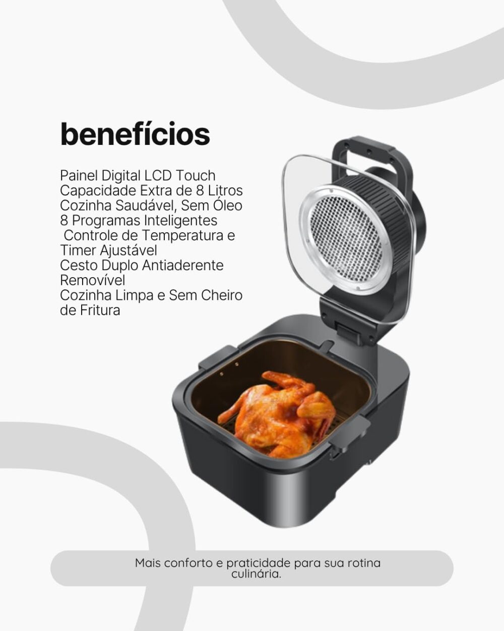 Fritadeira Grande Sem Óleo Air Fryer Digital Lcd 8L - Preto ... | É bom mesmo? Descubra antes de comprar - Image 7
