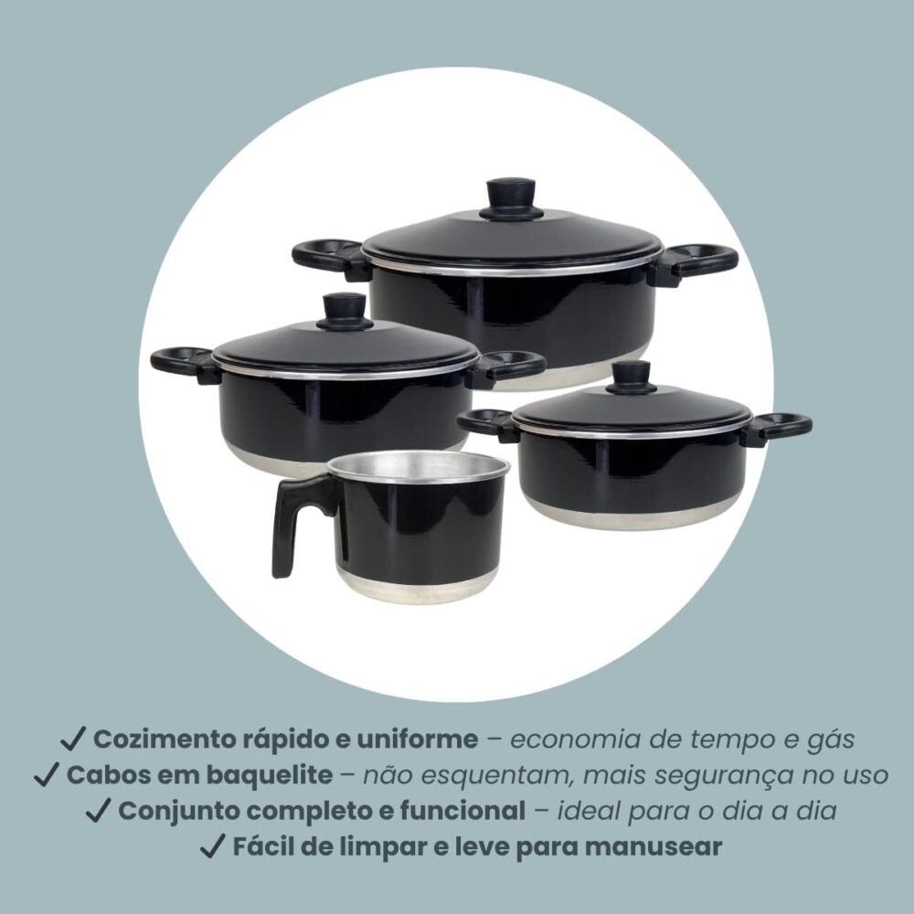 Conjunto de Panelas de Alumínio com 3 Caçarolas e 1 Fervedor... - Image 6