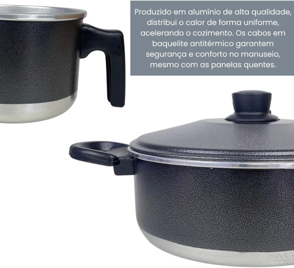 Kit Panelas de Alumínio com 3 Caçarolas e 1 Frigideira - Cab... - Image 5