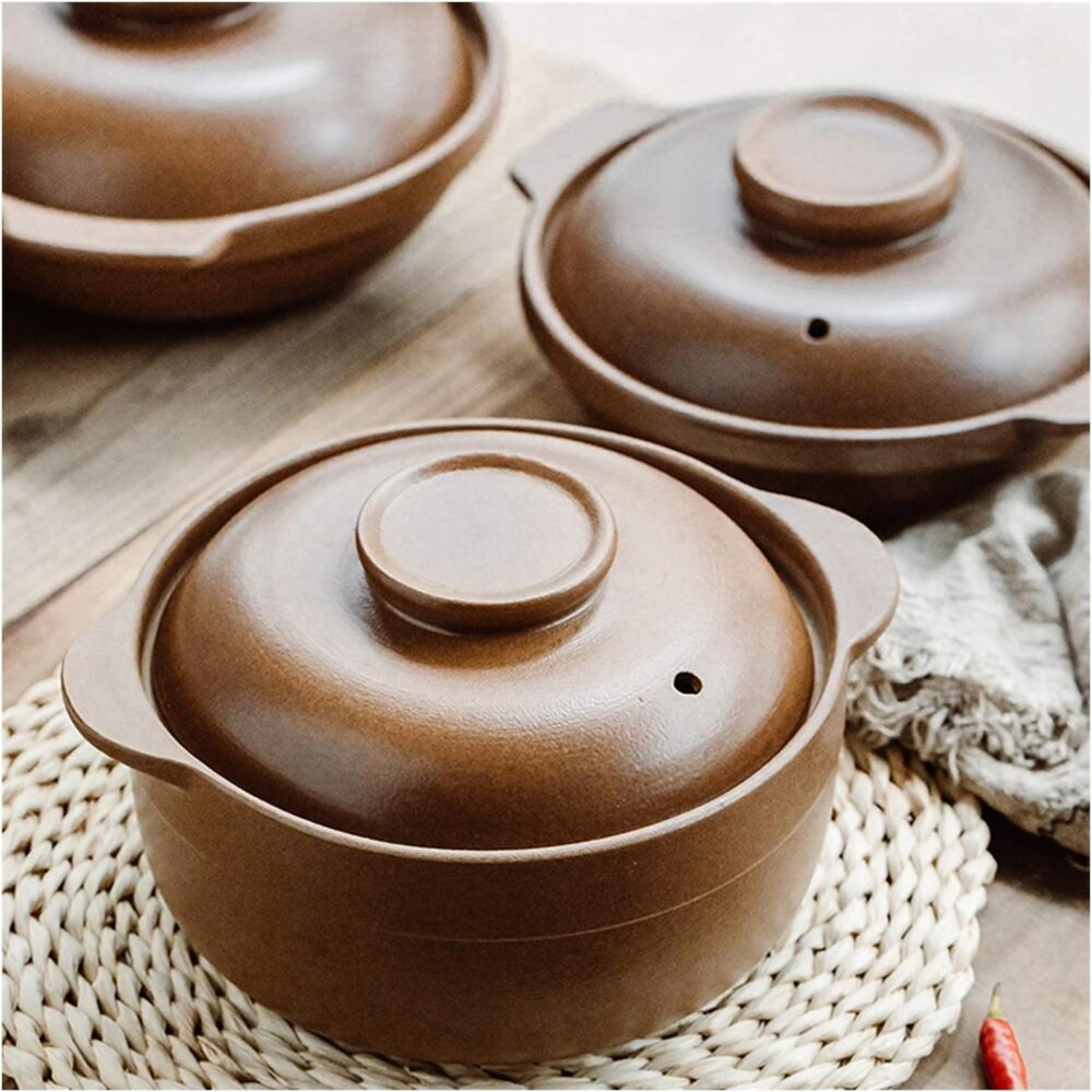 Panela de sopa com tampa, caçarola de cerâmica, panelas trad... - Image 5