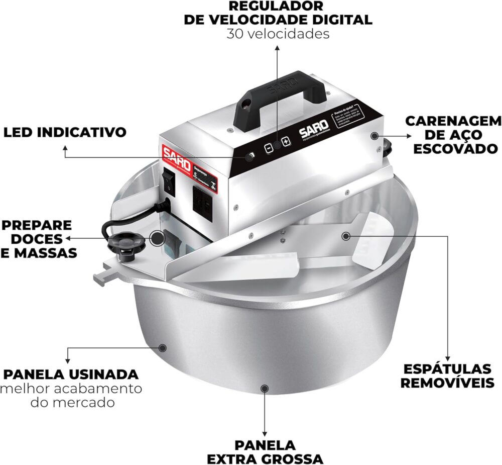 Panela De Brigadeiro Elétrica Automática 10 Litros Saro PA10... - Image 4