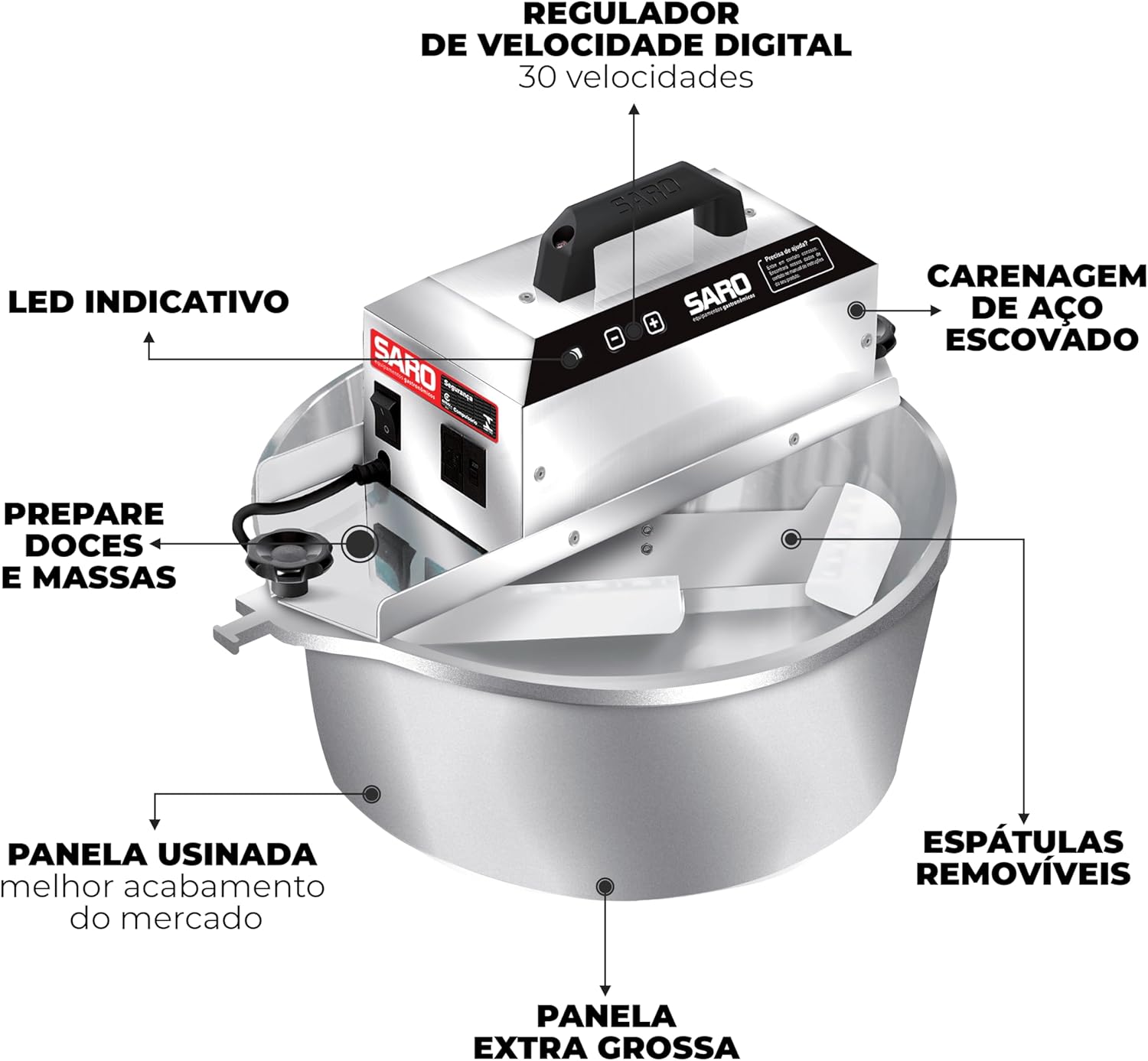 Panela De Brigadeiro Elétrica Automática 10 Litros Saro PA10... - Image 4