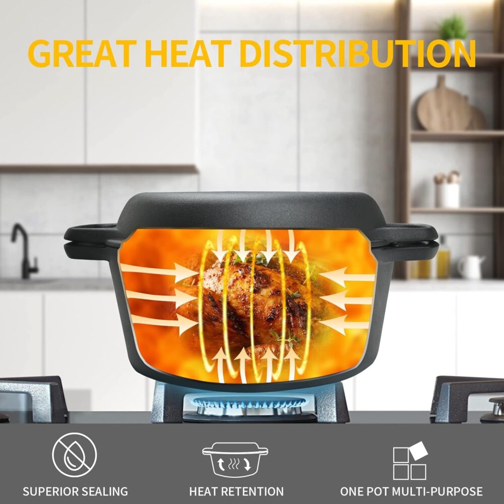 Conjunto de forno holandês de ferro fundido 2 em 1, panela d... - Image 7