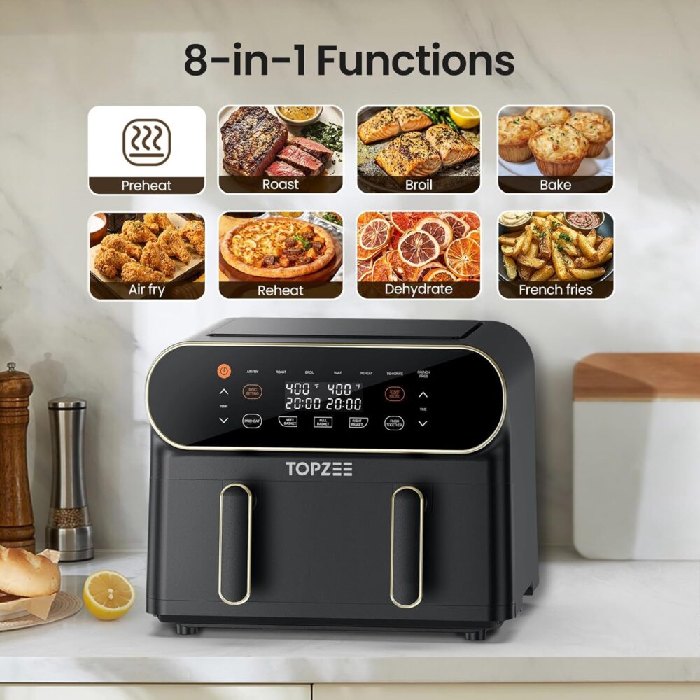 TOPZEE Fritadeira a ar grande de 11 litros, airfryer GG 8 em... | É bom mesmo? Descubra antes de comprar - Image 6