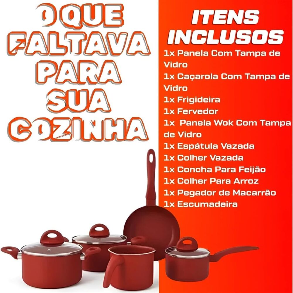 Jogo De Panela Indução Antiaderente Cerâmica 14 Pçs Teflon - Image 2