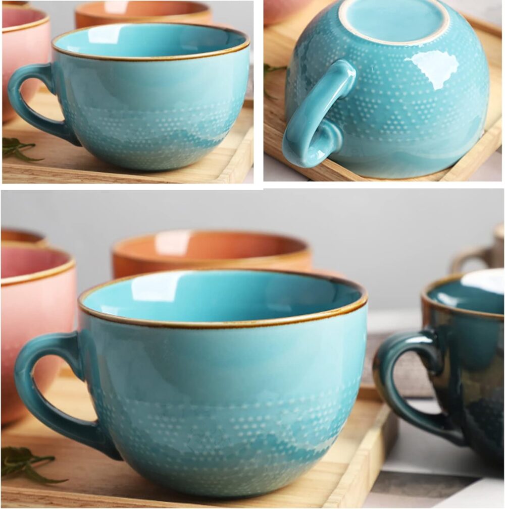 Disoza Chávena De Café Grande Caneca Sopa Em Cerâmica Com Pe... - Image 7
