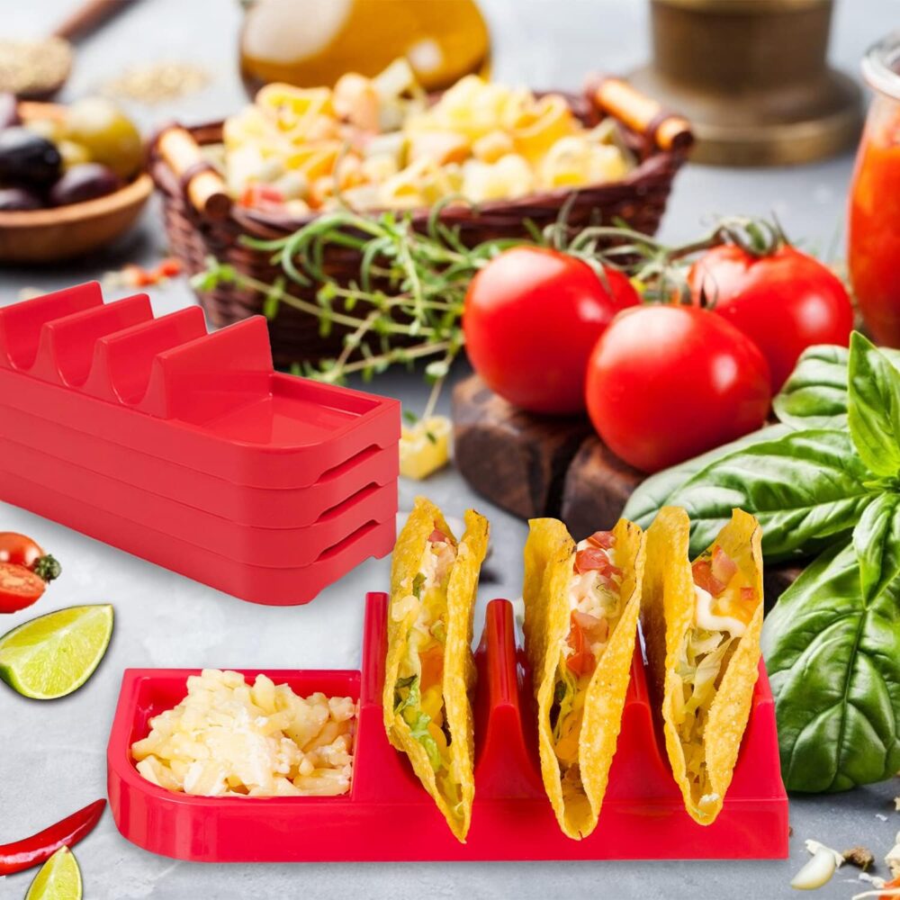 Conjunto de 4 suportes para tacos – bandejas grandes de plás... - Image 3