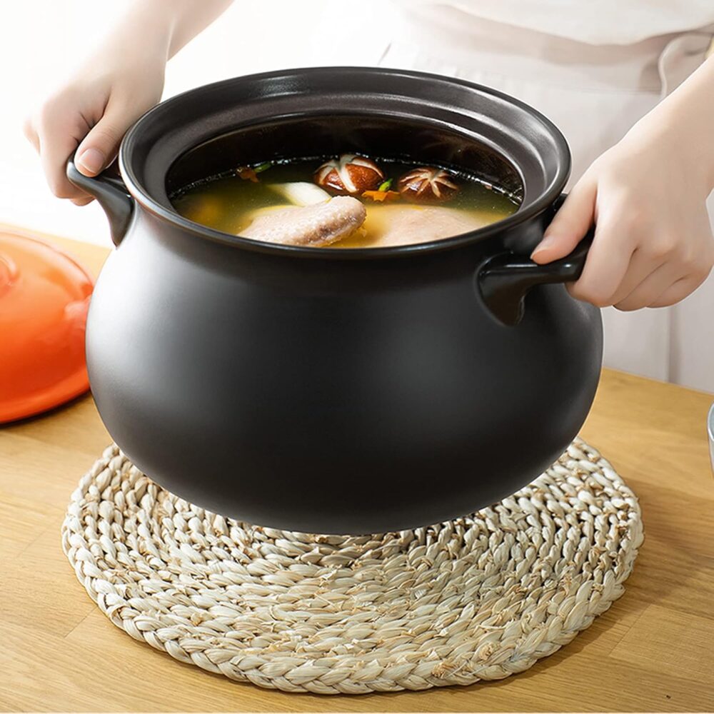Panela de barro de 1,6 quartos, panela de cerâmica de cozinh... - Image 4