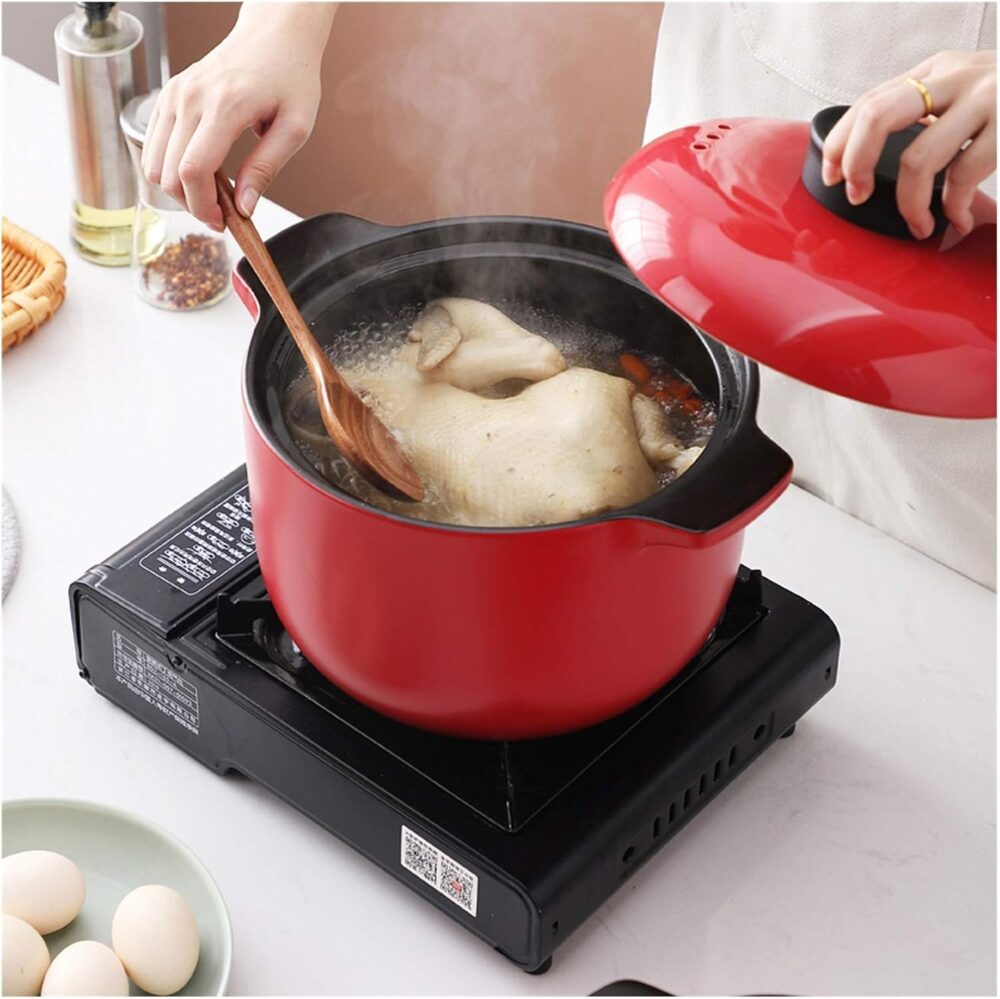 Panela de sopa com tampa Caçarola redonda clássica coberta v... - Image 3