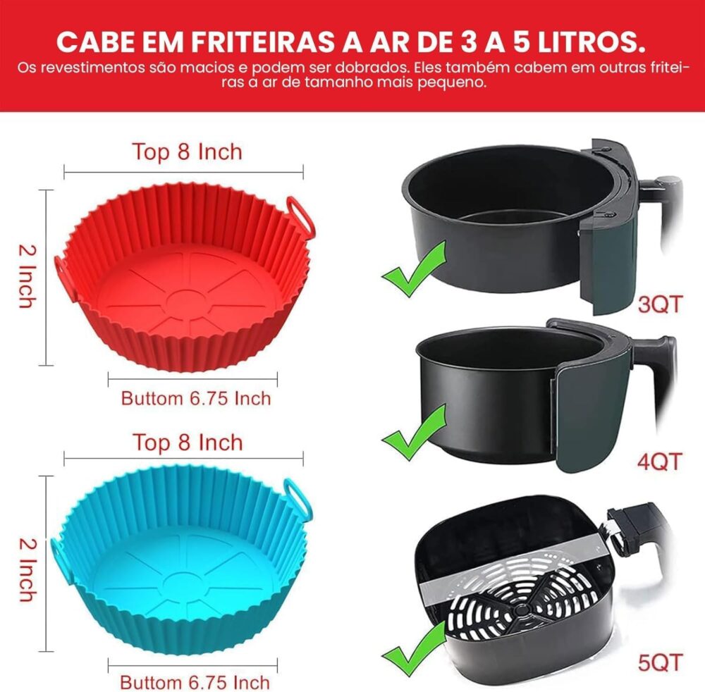 Kit 8 Formas Silicone Para Air Fryer Antiaderente Reutilizáv... | É bom mesmo? Descubra antes de comprar - Image 11