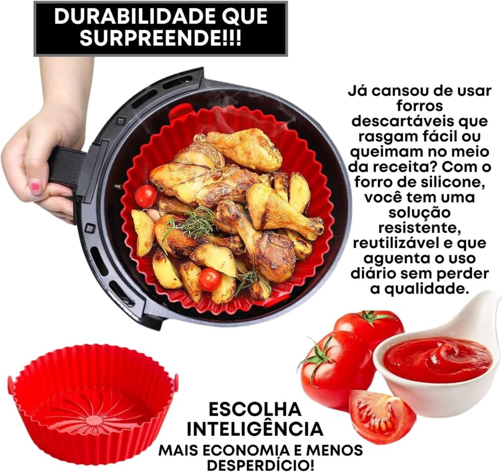 02 Forros Silicone Antiaderente para Air Fryer, Forma Silico... | É bom mesmo? Descubra antes de comprar - Image 2