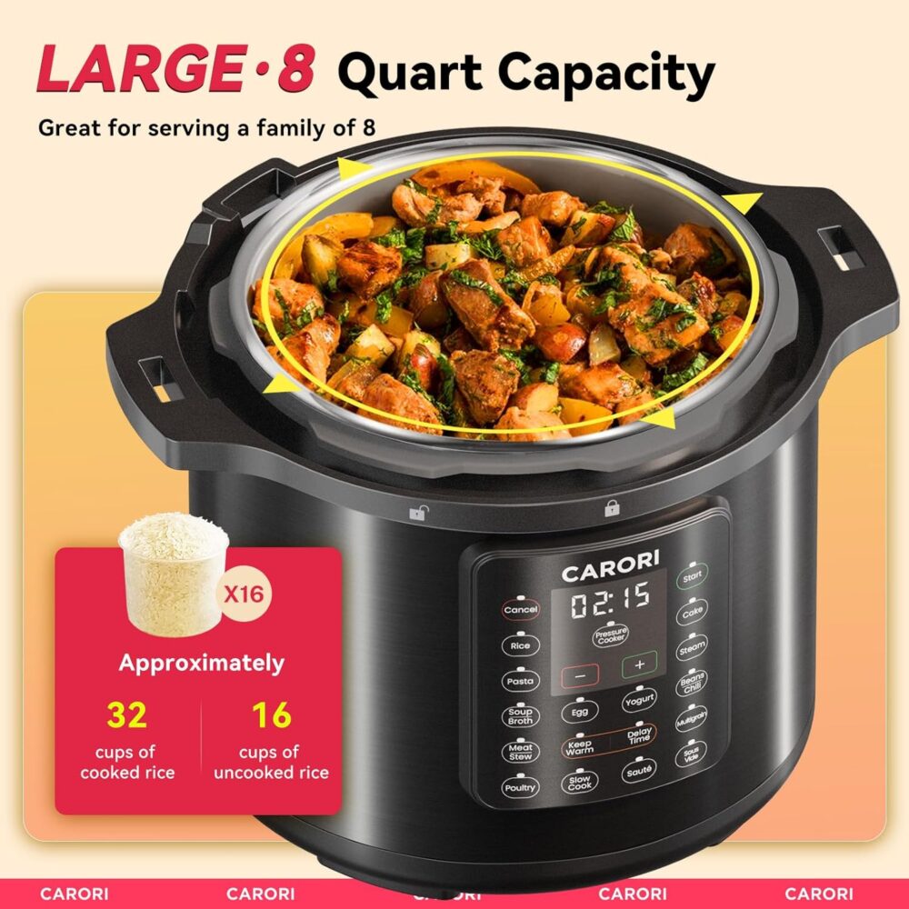 carori Panela De Pressão Elétrica Carori 1200W 12 Em 1, 8 Qt... - Image 3