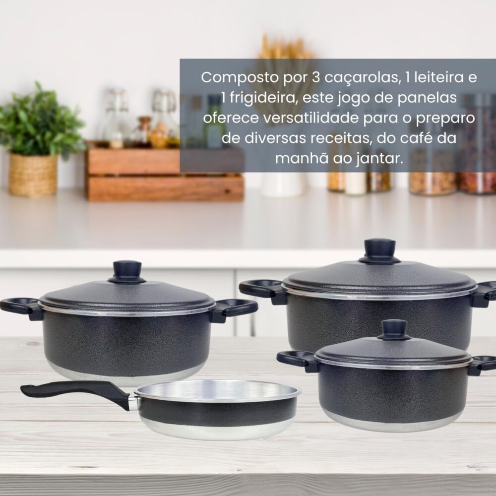 Kit Panelas de Alumínio com 3 Caçarolas e 1 Frigideira - Cab... - Image 3