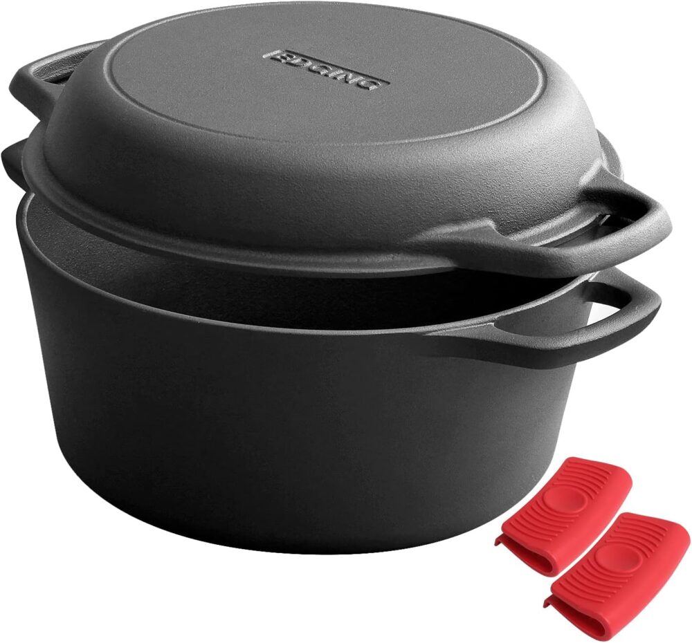 Conjunto de forno holandês de ferro fundido 2 em 1, panela d...