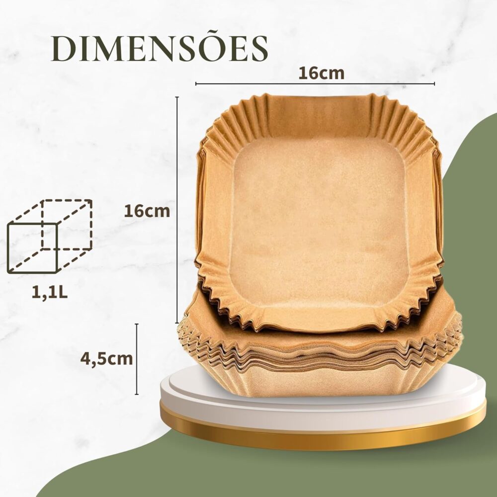 100 unidades Forma de Papel Quadrada Air Fryer Descartável A... | É bom mesmo? Descubra antes de comprar - Image 5