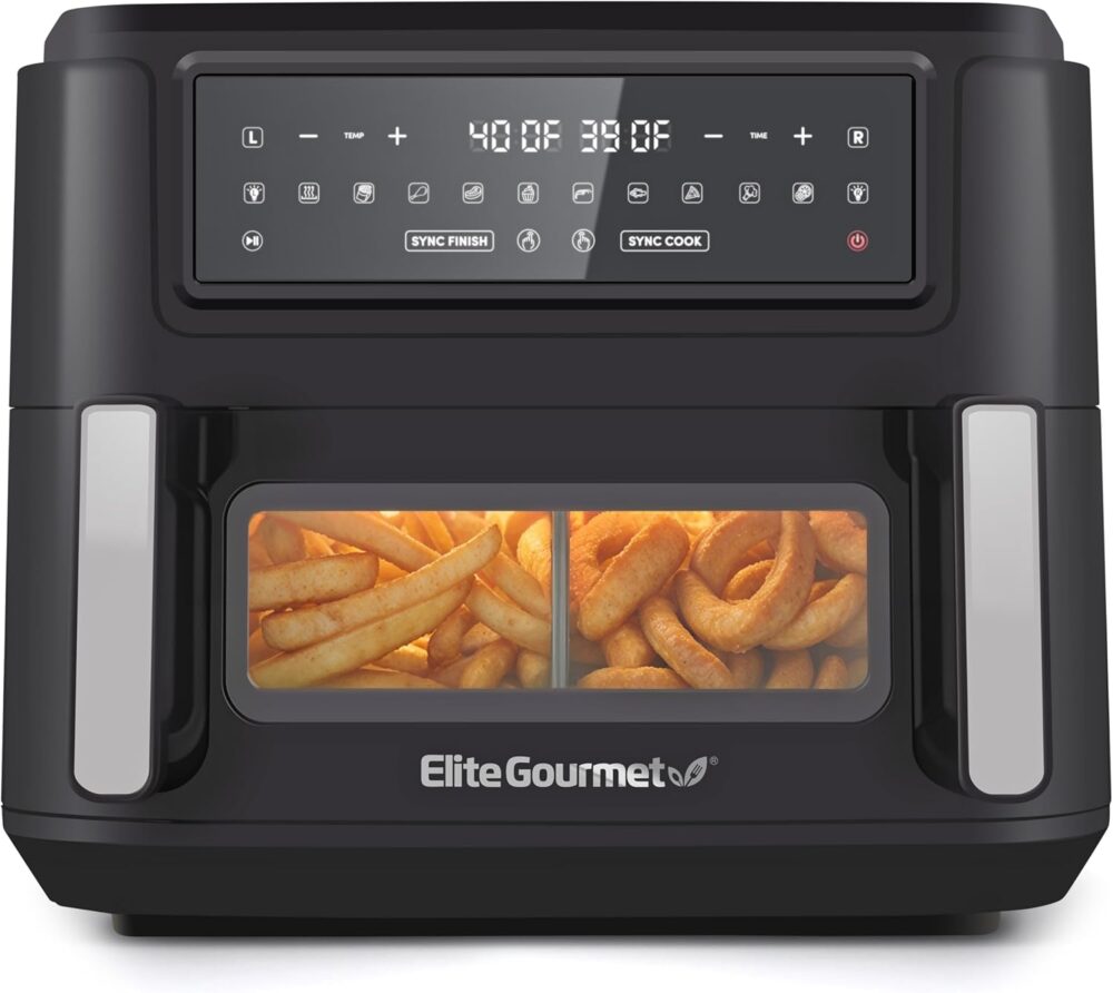 Elite Gourmet EAF1055D Forno fritadeira de ar de zona dupla,... | É bom mesmo? Descubra antes de comprar