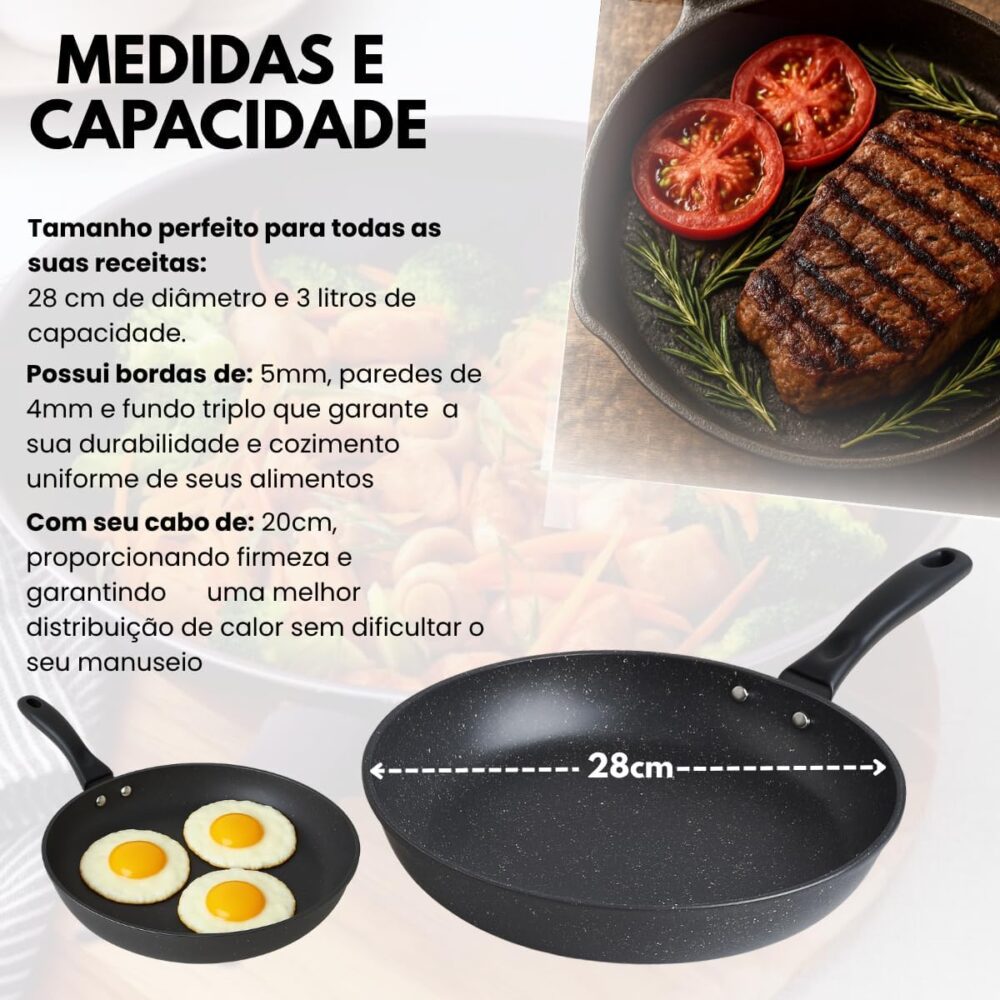 Frigideira Cerâmica Antiaderente Grande 28cm Reforçada Não G... - Image 4