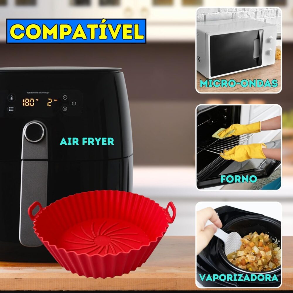 Kit 8 Formas Silicone Para Air Fryer Antiaderente Reutilizáv... | É bom mesmo? Descubra antes de comprar - Image 6