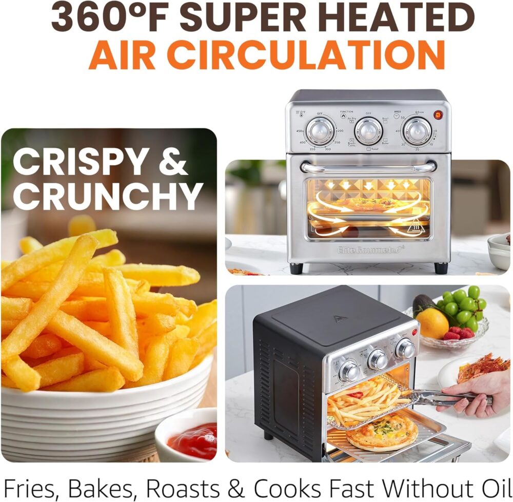 Elite Gourmet EAF0852SS 8.5Qt. Forno fritadeira a ar de capa... | É bom mesmo? Descubra antes de comprar - Image 3