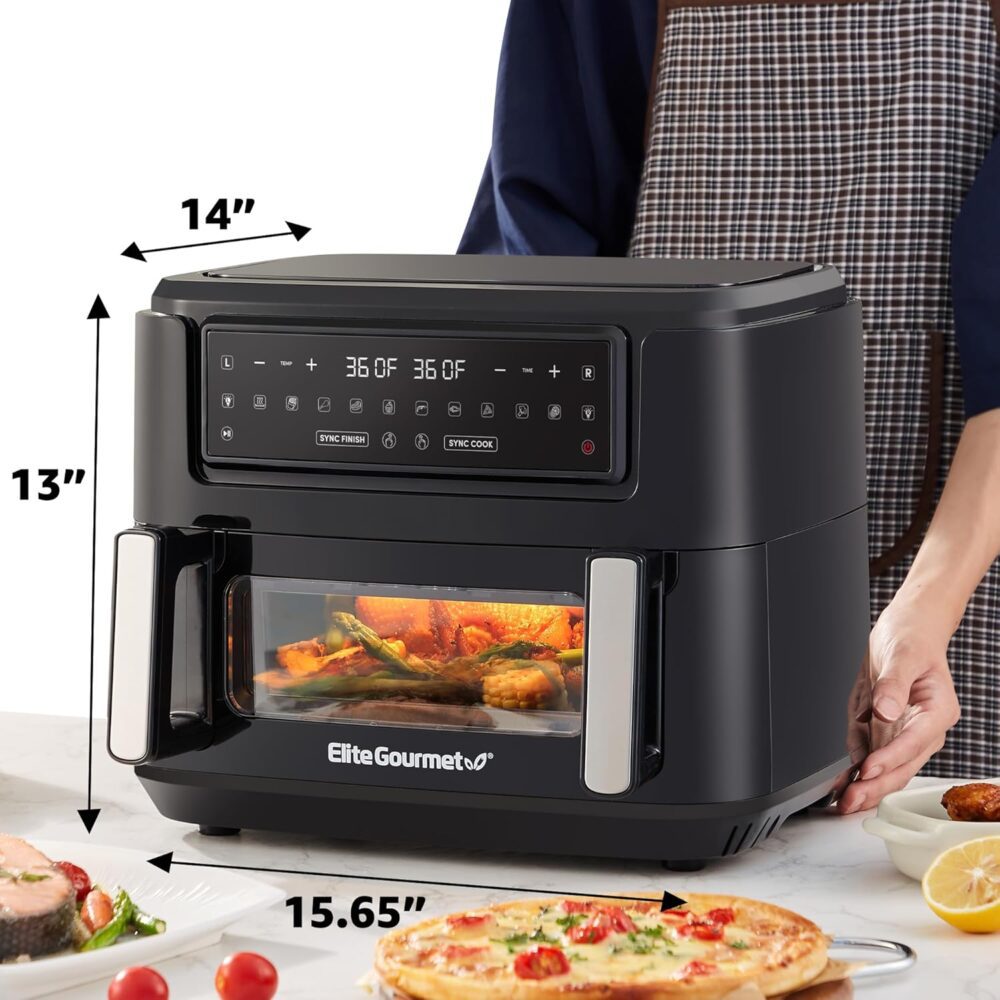 Elite Gourmet EAF1055D Forno fritadeira de ar de zona dupla,... | É bom mesmo? Descubra antes de comprar - Image 3