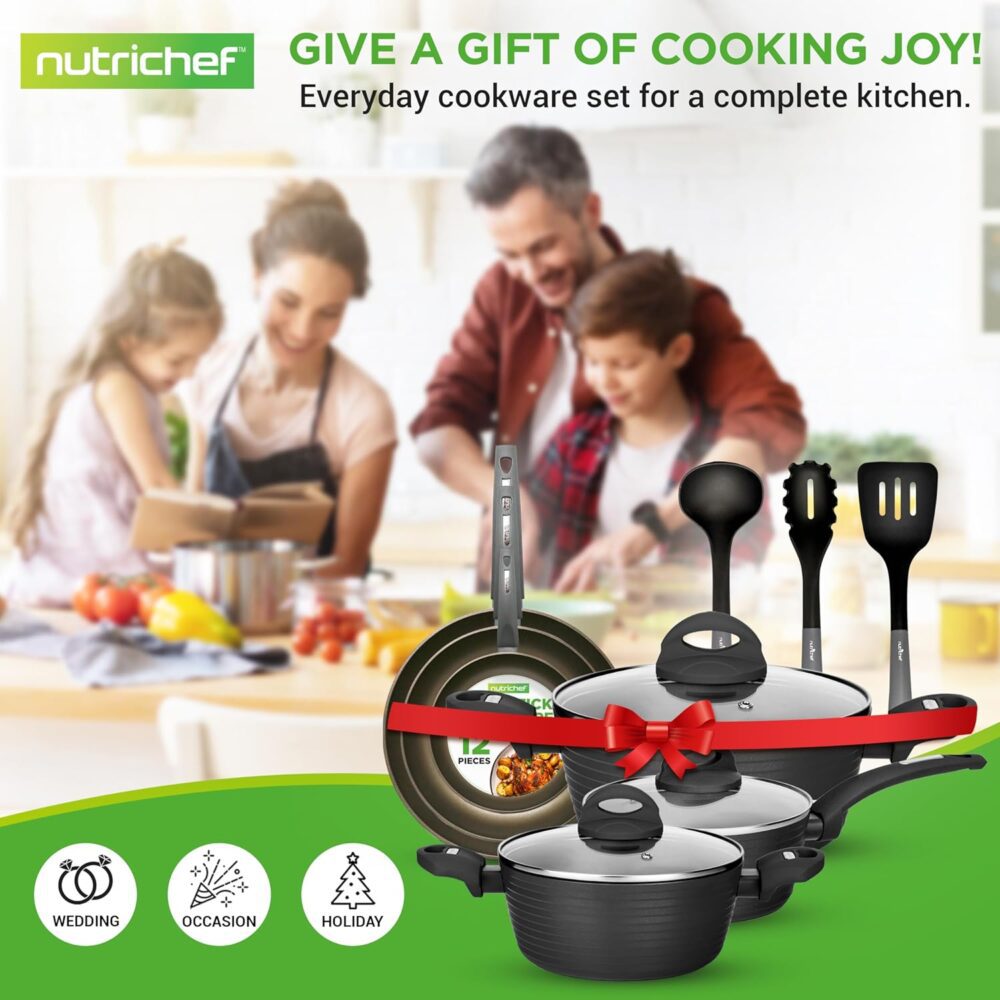 NutriChef - Conjunto de 12 Peças: Panelas e Frigideiras Prof... - Image 7