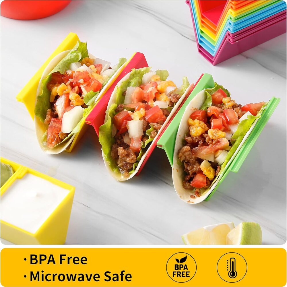 Suportes coloridos para tacos – Conjunto de 12 com 2 pratos ... - Image 4