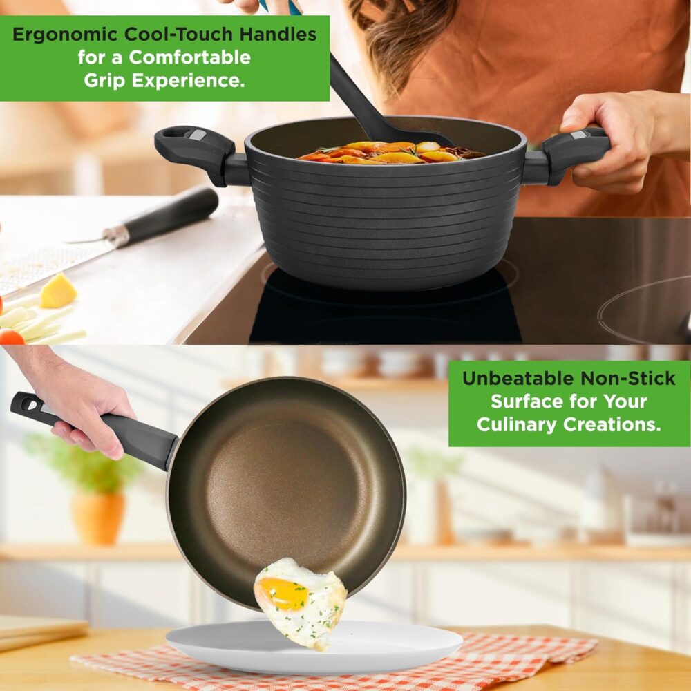 NutriChef - Conjunto de 12 Peças: Panelas e Frigideiras Prof... - Image 4