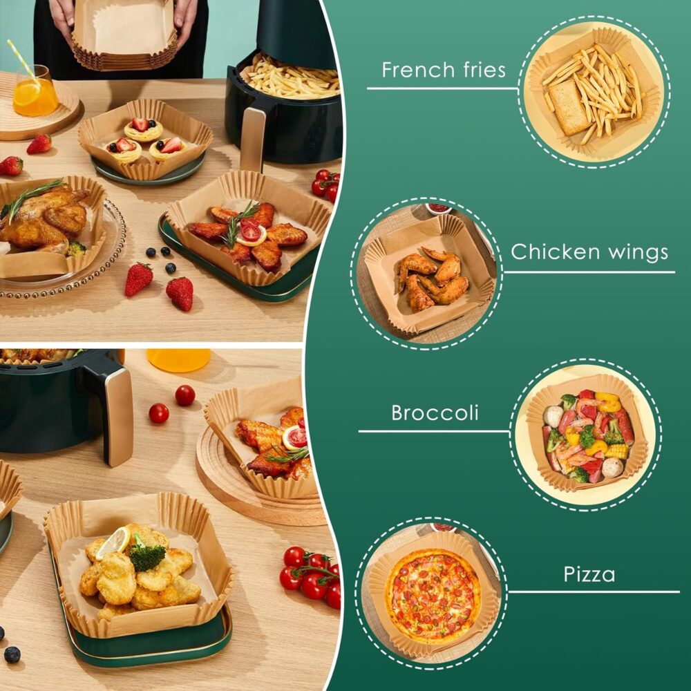 Forros de papel Air Fryer, 200 peças de forros de fritadeira... | É bom mesmo? Descubra antes de comprar - Image 6